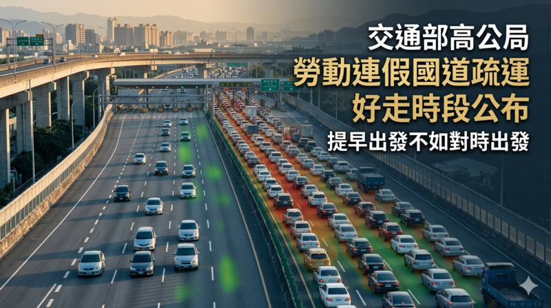 交通部高公局公布勞動連假疏運策略　建議掌握「好走時段」避開國道壅塞