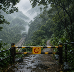 豪雨擾亂山區行程！6縣市停班停課　阿里山、知本及多條步道預警封閉