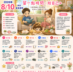 2026年8月10日 明日星座運勢  留一點時間，給自己