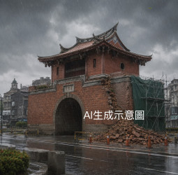 國定古蹟大東門側牆崩落！連日豪雨滲入牆體　台南市府緊急處置