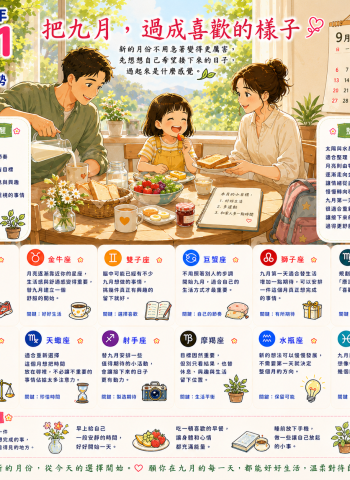 2026年9月1日 明日星座運勢  把九月，過成喜歡的樣子