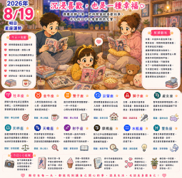 2026年8月19日 明日星座運勢  沉浸喜歡，也是一種幸福