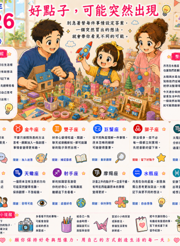 2026年8月26日 明日星座運勢  好點子，可能突然出現