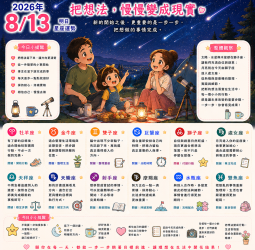 2026年8月13日 明日星座運勢  把想法，慢慢變成現實
