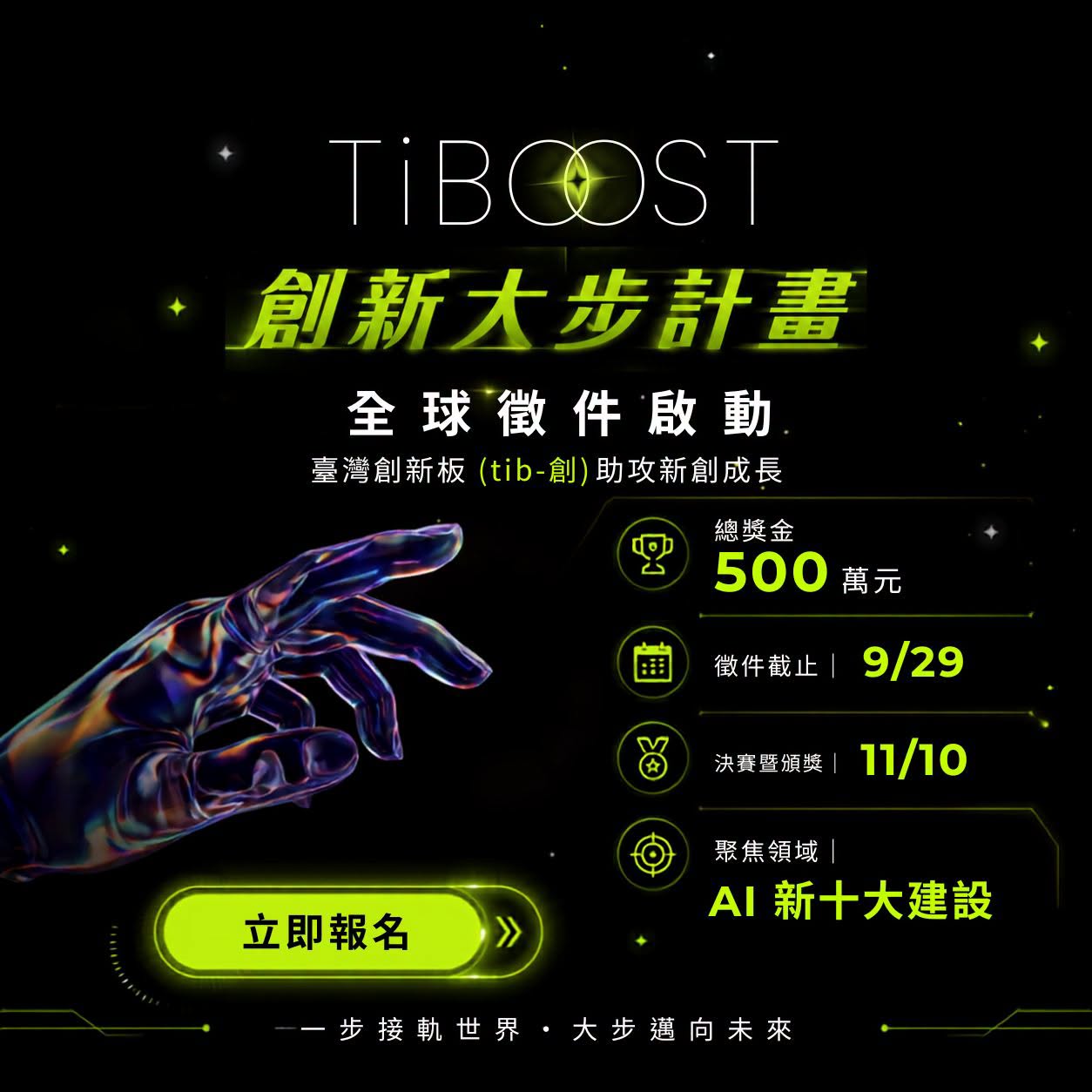 TiBOOST創新大步計畫啟動全球AI新創徵件　總獎金500萬元、金管會國發會攜手臺灣創新板打造亞洲納斯達克