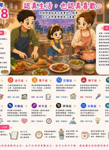 2026年8月18日 明日星座運勢  認真生活，也認真喜歡