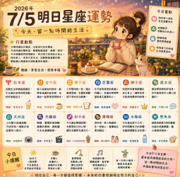 2026年7月5日 明日星座運勢  今天，留一點時間給生活