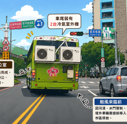 公車車尾掛2台冷氣室外機引熱議　原來是「移動辦公室」！颱風前才開上街