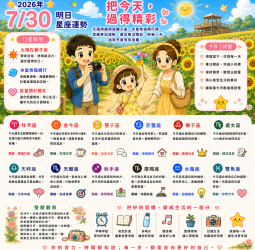 2026年7月30日 明日星座運勢  把今天，過得精彩  用心過好每一天，平凡的日常，也能成為最珍貴的回憶。