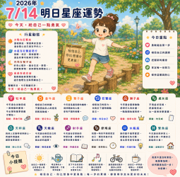 2026年7月14日 明日星座運勢  今天，給自己一點勇氣  相信自己的選擇，每一步都算數