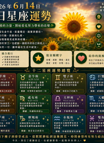 2026年6月14日 明日星座運勢  相信累積的力量，開始看見努力帶來的改變