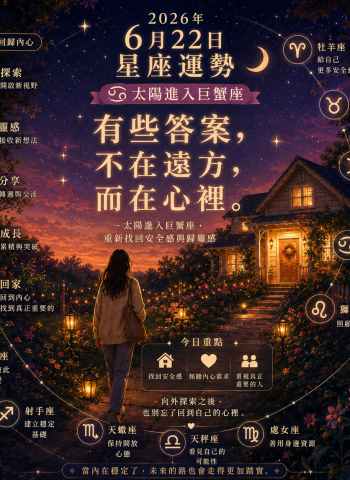 2026年6月22日 明日星座運勢    新的篇章正式展開，學會傾聽內心真正的需求