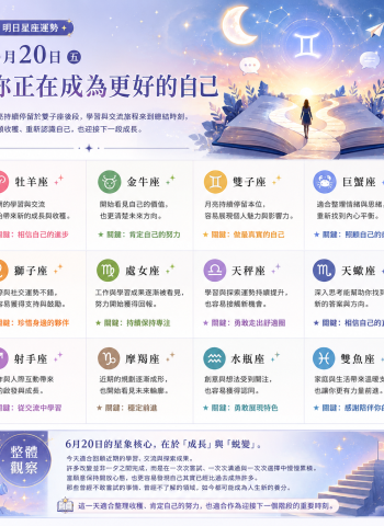2026年6月20日 明日星座運勢  每一次嘗試，都在讓你更接近理想中的自己