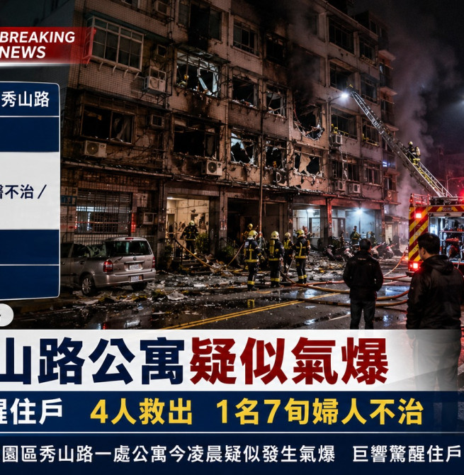 桃園秀山路深夜氣爆釀1死3傷 獨居婦受困OHCA送醫不治