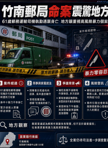 竹南郵局命案震驚地方！郵務司機遭砍10餘刀身亡 家屬悲痛：社會真的病了
