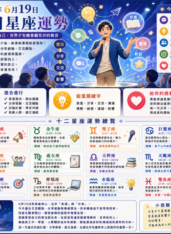 2026年6月19日 明日星座運勢   勇敢表達自己，世界才有機會聽見你的聲音