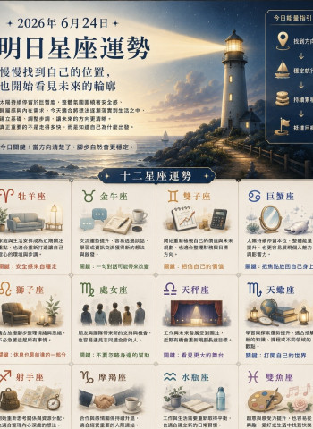 2026年6月24日 明日星座運勢  慢慢找到自己的位置，也開始看見未來的輪廓