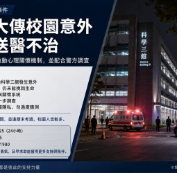 陽明交大男大生校內墜樓送醫不治 校方啟動關懷機制協助師生