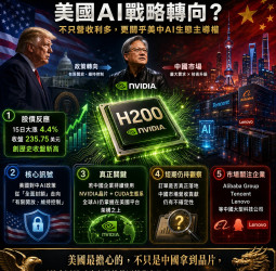 輝達H200傳獲准銷中 華府策略轉向「讓中國AI建立在美國平台」