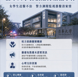 清華大學台積館傳墜樓事件 女大生送醫不治、校方啟動輔導機制