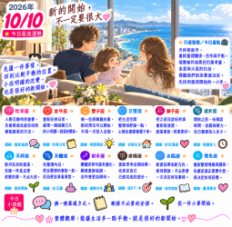 2026年10月10日 今日星座運勢  新的開始，不一定要很大