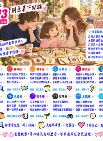 2026年10月13日 今日星座運勢  別急著下結論