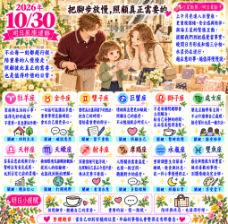 2026年10月30日 明日星座運勢  把腳步放慢，照顧真正需要的