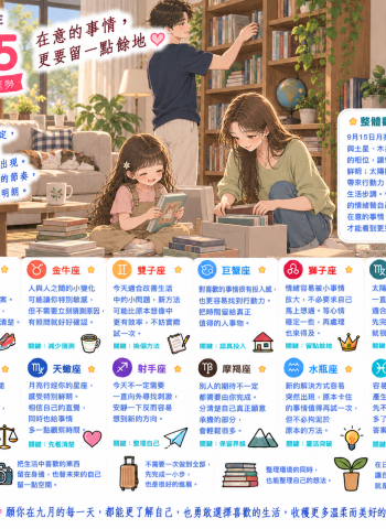 2026年9月15日 明日星座運勢  在意的事情，更要留一點餘地