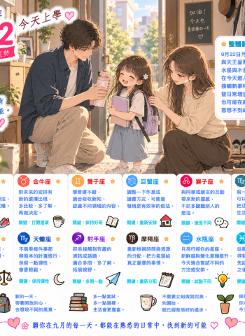 2026年9月22日 明日星座運勢  替生活留一點新的選擇