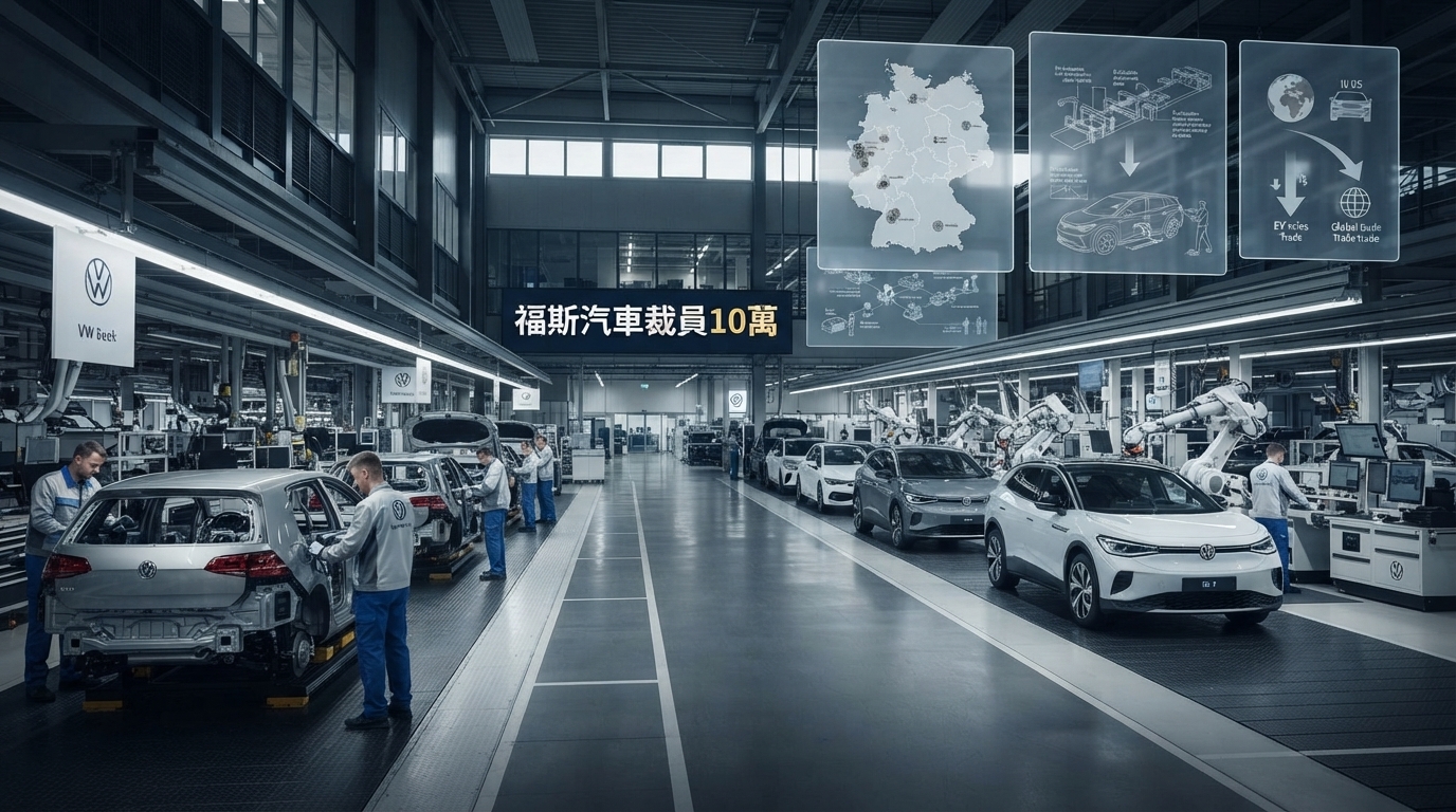 德國福斯汽車2030年前裁減10萬人　中國車企競爭與美國關稅夾擊，4座工廠前景成焦點
