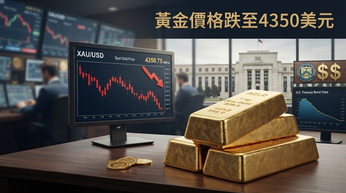 黃金價格跌至每盎司4350美元附近　Fed再升息預期升高、美元走強成金價壓力