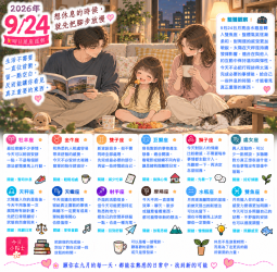 2026年9月24日 明日星座運勢  想休息的時候，就先把腳步放慢
