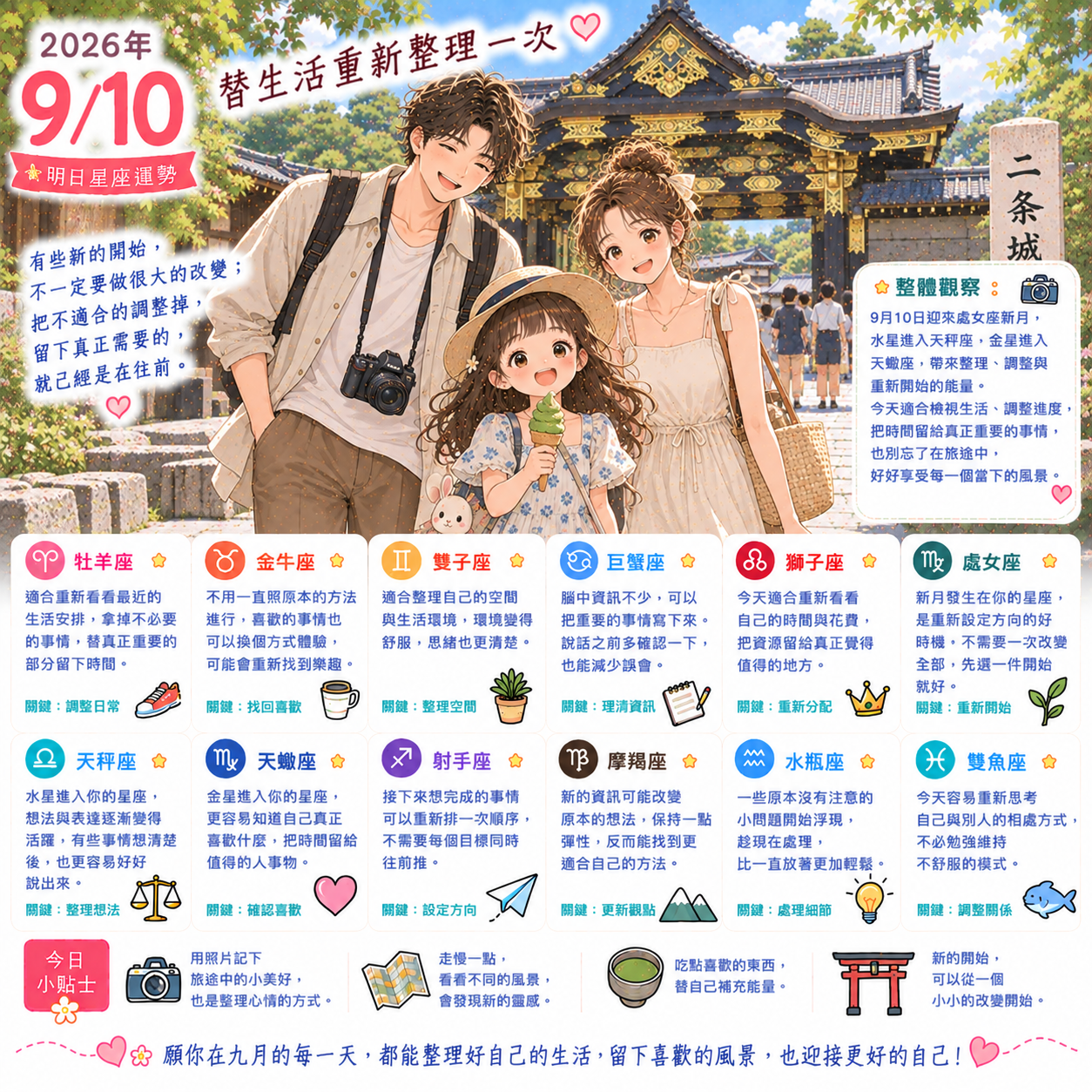 2026年9月10日 明日星座運勢 替生活重新整理一次
